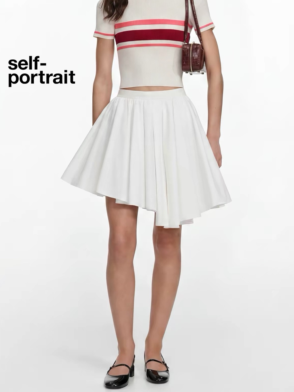 Nwot Self-Portrait White Asymmetric Circle Skirt